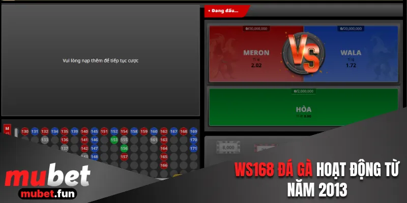 WS168 Đá gà hoạt động từ năm 2013